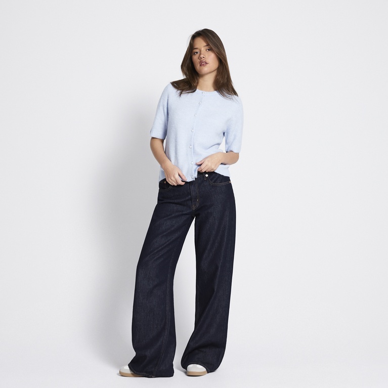 Basic short sleeve knit cardigan "Margot" Light blue